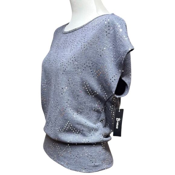 B-Wear Open Back Top Gray Silver Metallic Small - Picture 3 of 5